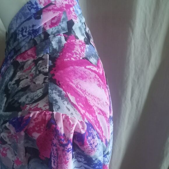 Sheer Belted Vintage Midi Dress Cuffed Long Sleeve 70s Spring - Picture 4 of 7